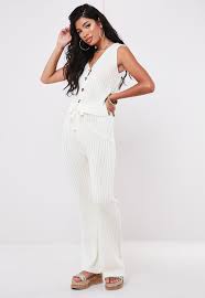 Check out our trouser co ord selection for the very best in unique or custom, handmade colourful batik aztec co ord, halter top, wrap trousers. Petite Cream Rib Knitted Co Ord Wide Leg Trousers Missguided