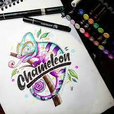 Loving This Chameleon Artwork By Suphiie Using Their Chameleon Pens Chameleonpens Pen Marker Alcoholmarke Chameleon Art Chameleon Pens Markers Marker Art