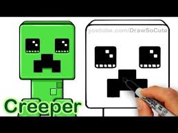 How To Draw A Minecraft Creeper Cute And Easy Minecraft Drawings Draw So Cute Videos Minecraft Coloring Pages