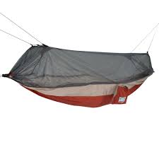 Ridge outdoor gear camping hammock with mosquito net made from the most luxurious dunalon ripstop, ridge outdoor gear camping hammocks have been designed to provide the ultimate levels of comfort in a hammock that's built to last. Equip Nylon Mosquito Hammock With Attached Bug Net 1 Person Red And Taupe Hammock Open Size 115 L X 59 W Walmart Com Walmart Com