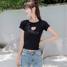 Coheat Short Sleeve Heart Cutout T Shirt Yesstyle