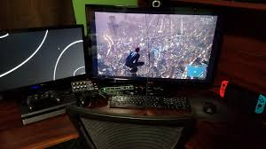 Pc Ps4 Switch Finally Set Up So I Can Easily Switch Between Them Listen To Multiple Sources And Multitask Battlestation Pc Ps4 Switch