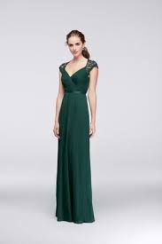 Long Mesh Dress With Lace Cap Sleeves David S Bridal Cap Sleeve Bridesmaid Dress Davids Bridal Bridesmaid Dresses Long Long Sleeve Bridesmaid Dress