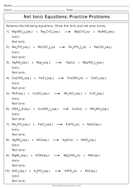 Check to find out whether there are the exact numbers and types of atoms on either side of the equation. Net Ionic Equation Worksheets Chemistry Learner