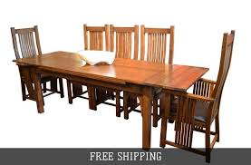 Mission Oak Dining Table With 2 Leaves And 8 High Back Dining Chairs High Back Dining Chairs Oak Dining Table Dining Table