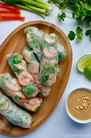 Thai Spring Rolls With Peanut Sauce Just A Taste Seafood Recipes Shrimp Spring Rolls Recipes