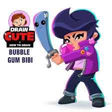 This fan art was created by draw it cute. Drawitcute Com How To Draw Bubble Gum Bibi Super Easy Brawl Stars Drawing Tutorial With Coloring Page