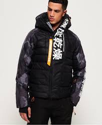 Mens Japan Edition Snow Down Jacket In Black Camo Superdry