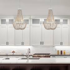 Alsy 3 Light Antique White With Gray Beaded Chandelier 21660 001 The Home Depot