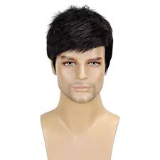 VIVIAN Black Men's Wig Short Men's Curly Hair Natural & Heat-Resistant Wig  with Bangs Natural Synthetic Hair Pack of 1 : Amazon.in: Beauty