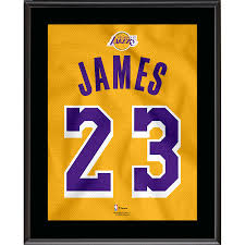Los angeles lakers lebron james icon edition authentic jersey. Lebron James Los Angeles Lakers 10 5 X 13 Gold 2018 19 Jersey Style Number 23 Sublimated Plaque