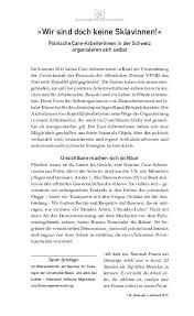 Außerdem muss die beschäftigung legal sein, das heißt, dass ein arbeitsvertrag mit der person oder ein dienstleistungsvertrag mit der vermittelnden agentur. Pdf Wir Sind Doch Keine Sklavinnen Polnische Care Arbeiterinnen In Der Schweiz Organisieren Sich Selbst In Denknetz Jahrbuch Nr 15 Edition 8 Zurich 2015 S 164 177 Sarah Schilliger Academia Edu