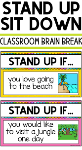 Stand Up Sit Down Brain Break Set 5 Digital Learning Classroom Teaching Classroom Brain Breaks