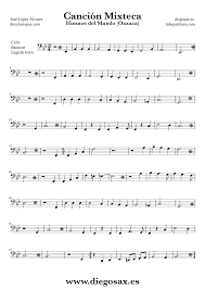 Partitura Para Violonchelo A 100 Anos De La Cancion Mixteca De Jose Lopez Alvarez Sheet Music Cello