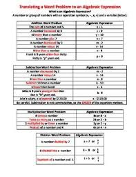 Translating A Word Problem Into Algebraic Expression