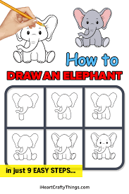 Elephant drawing, finished with marker and crayons. Elephant Drawing How To Draw An Elephant Step By Step