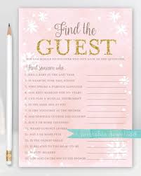 Find The Guest Icebreaker Baby Shower Game Girl Pink And Gold Winter Wonderland Ba Winter Girl Baby Shower Free Baby Shower Games Baby Girl Shower Themes