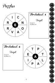 The puzzle is presented in the shape of a wheel, as shown in the image on the right. Wordwheel Book Vols 1 2 3 4 5