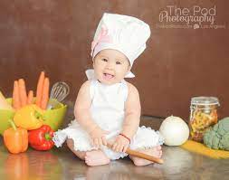 Six Month Portrait Session Los Angeles Baby Chef Inspired By Anne Geddes Los Angeles Based Photo Studio The Pod Photography Specializing In Maternity Newborn Baby First Birthday Cake Smash And