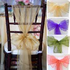 100pcs 28 colors organza chair sashes bow cover wedding party banquet decoration wedding chair decorations bridal party table decorations chair covers wedding