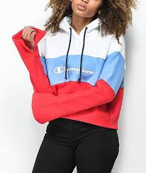 Black And Red Champion Hoodie Champion Reverse Weave Red White Blue Crop Hoodie In 2019 Champion Clothing Champion Hoodie Women Fashion