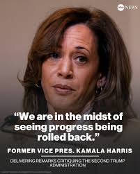Former Vice President Kamala Harris, speaking