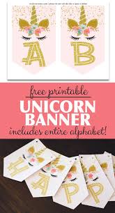 unicorn banner free printable pink gold unicorn banner