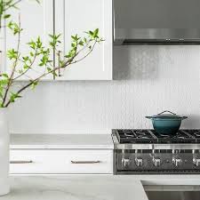 How to number 1 and 2, if the picture. White Leaf Pattern Kitchen Backsplash Tiles Design Ideas