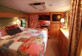 Pin By Nancy Bischoff On There Once Was A Bus Rv Interior Rv Interior Design Bedroom Design