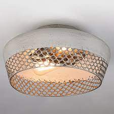 Painted To Look Like Concrete And Accented With Antique Brass Hardware And Details This Metal Ceiling Lights Metal Ceiling Lighting Flush Mount Ceiling Lights