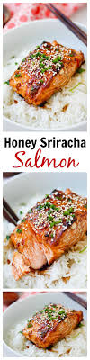 Honey Sriracha Salmon Easy Spicy Sweet And Savory This Glazed Salmon Recipe Is Awesome From The Skinnytaste C Salmon Glaze Recipes Recipes Fish Recipes