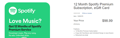 Below are 42 working coupons for spotify premium gift card code from reliable websites that we have updated for users to get maximum savings. Costco 12 Month Spotify Giftcard For 98 99 Doctor Of Credit