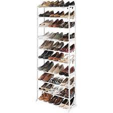 Whitmor 10 Tier 30 Pair Floor Shoe Rack Tower White Walmart Com Shoe Rack Tower Whitmor Shoe Storage Tower