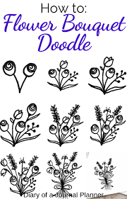Easy Flower Bouquet Drawing Step By Step Tutorial Flower Bouquet Drawing Easy Flower Drawings Flower Doodles