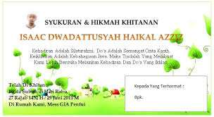 Terlebih fungsinya menjadi pemberitahuan kepada rekan dan tetangga terdekat fungsi undangan jua menjadi percepat saat kita dalam mengundang, bayangkan waktu masih jarangnya indera cetak. Contoh Kartu Ucapan Khitanan With 621x339 Resolution