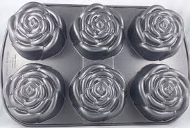 Nordic Ware Rose Bud 6 Muffin Mini Cake Pan 1 Cup Cavity Heavy Nordic Mini Cake Pans Mini Cakes Baking Items