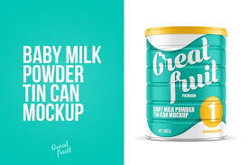 Milk Powder Tin Can Mockup Powdered Milk Baby Milk Milk