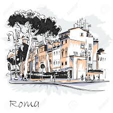 Find the perfect taormina sizilien stock photo. Vector Szenische Stadtansicht Der Typischen Romischen Strasse Mit Steinkiefern In Der Alten Stadt In Rom Italien Lizenzfrei Nutzbare Vektorgrafiken Clip Arts Illustrationen Image 85324832