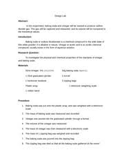 Baking Soda And Vinegar Reaction Introduction And Theory Lab Design Lab Abstract In This Experiment Baking Soda And Vinegar Will Be Reacted To Course Hero