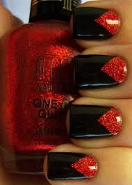 Red Black And Glitter Nails Goth Dark Glamour Gothic Black And Red Glitter Nail Art Red Nails Glitter Goth Nails Black Nail Designs