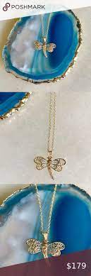 10k Tri Color Gold Dragonfly Pendant W Necklace In 2021 Dragonfly Pendant Ear Cuff Earings Pendant