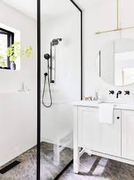 Transform your white cabinets into a classic bathroom vanity by installing a sink on it. Mountain House Reveal The Closet Turned Modern Guest Bathroom Guest Bathroom Modern Shower Bathroom Inspiration