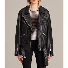 Allsaints Oversized Leather Biker Jacket 1 085 Aud Liked On Polyvore Featuring Outerwear Jackets Black Genu Leather Jackets Women Clothes Leather Jacket