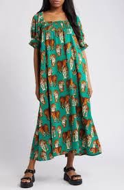 Dressed in Lala Tiger Print Smocked Maxi Dress