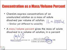 Concentration Of Solutions Introduction Mass Volume M V Youtube