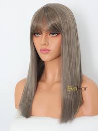 Evahair Ash Light Brown Synthetic Wig With Fringes Home Evahair