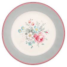 GreenGate Stoneware Plate Marie Grey D 20,5 cm