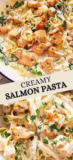 Creamy Salmon Pasta With Mixed Greens In 2020 Salmon Recipes Seafood Recipes Recipes