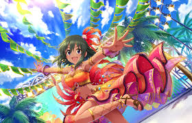 Saved by dead in side. Annin Doufu Clouds Dark Skin Green Hair Headdress Idolmaster Idolmaster Cinderella Girls Idolmaster Cinderella Girls Starlight Stage Natalia Idolmaster Purple Eyes Short Hair Skirt Sky Tree Wristwear Konachan Com Konachan Com Anime