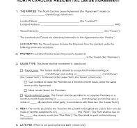 North Carolina Rental Lease Agreement Templates (6)